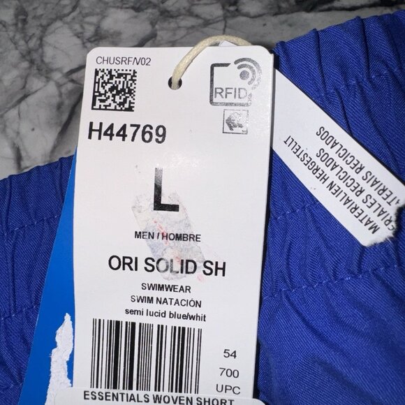 Adidas Men’s Large Blue Swim Shorts Woven NEW - Picture 2 of 4